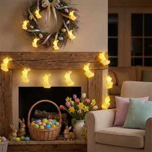 Uscallm 2Pcs Easter Bunny Carrot String Lights LED Mini Lights Scene Decorations Ambient Lighting