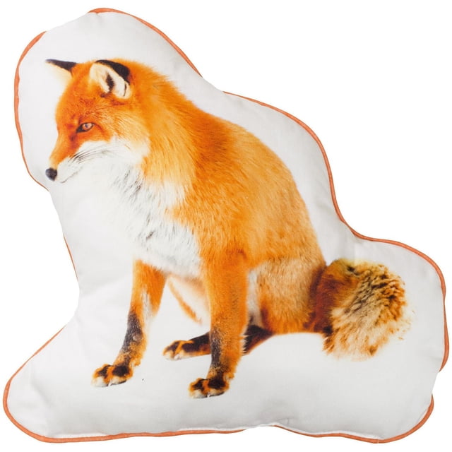 Gouchee Home Coussin en Forme de Renard Roux Assis avec Fourrure orange et Blanche Imprimée sur une Coquille Blanche 100 % Coton Certifiée Oeko-tex avec Passepoil orange, Rempli de polyester, Convient comme Coussin Décoratif pour Ajouter de la Couleur et un style Inspiré de la Nature à la Déco de la Maison.
