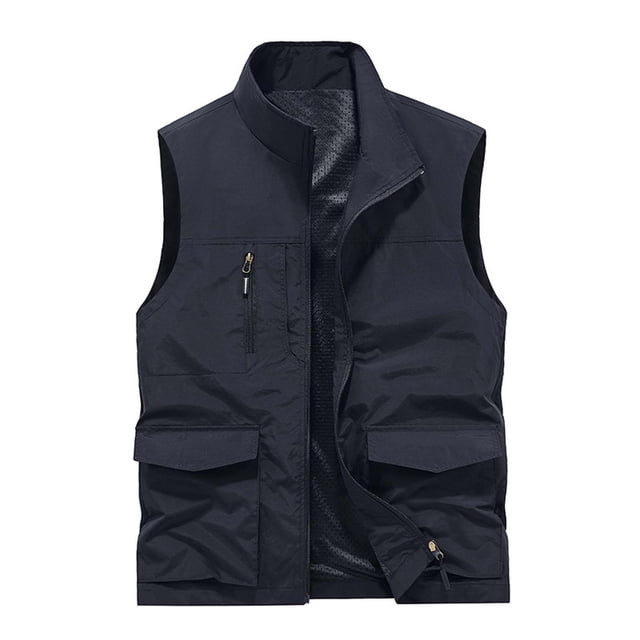 Birdeem Mens Work Clothes Jacket Solid Color Stand Collar Multiple Pockets Outdoor Sports Photography Leisure Coat