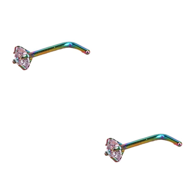 VONKY Nose Stud Piercing Pin Stylish Body Jewelry Gifts Noses Rings Dressing Adorn Fashion Decor Accessory Facial Decoration Colorful 2Set