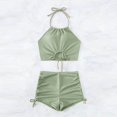 thumbnail image 4 of Cameland Women Solid-Color Split Body Sexy Backless Bikini Swimsuit Set, 4 of 5
