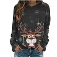 thumbnail image 2 of FcBaudy Hauts pour Femmes, Chemisiers et Chemises à Manches Longues à Col Rond, Chemises pour Femmes Femmes Noël Mode Décontractée Imprimé Col Rond Ample Long Chandail Sans Capuche Manche Haut en polyester pour Femmes, 2 of 4