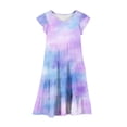 thumbnail image 5 of yoeyez Robes pour Enfants Filles 4-16 Fête Enfants Manches Volantées Robe Maxi à Volants Imprimé Dégradé Col Ras du Cou Robes Soleil Robe de Fête d'Anniversaire pour Enfant Violet,12 Ans, 5 of 5