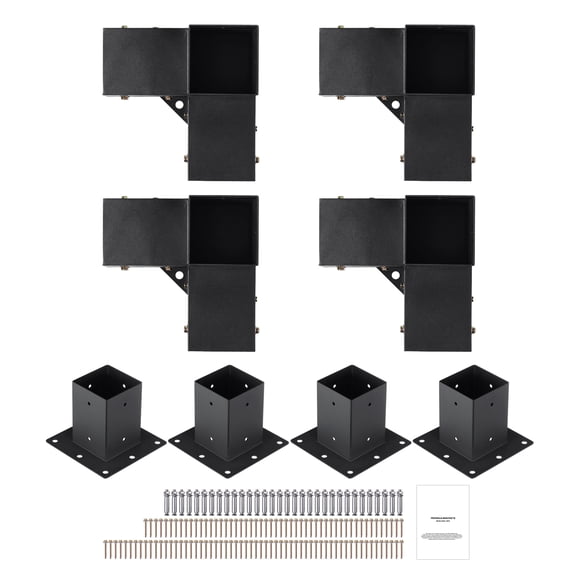 KFFKFF Pergola Bracket Kit 4''x4'', 8pcs 3-Way Heavy Duty Corner Bracket Woodworks DIY Post Base Kit, Easy Installation Wooden Beams for Gazebos, Patio Pergolas, Log Cabin Outdoor Pergola Hardware