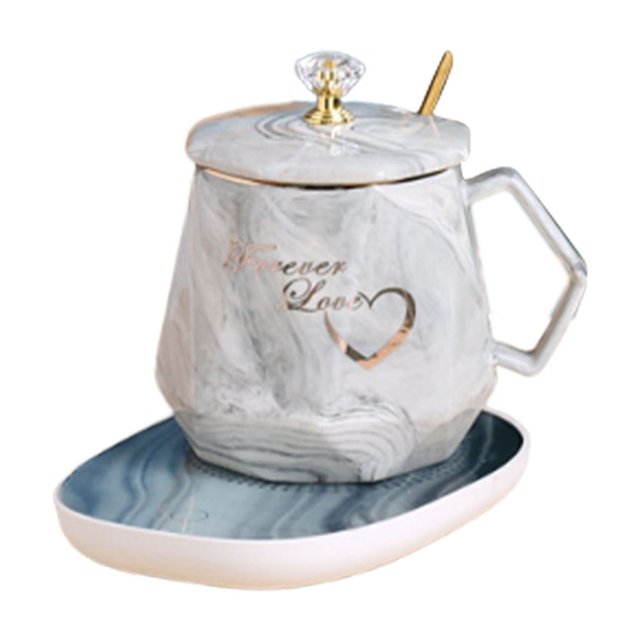 Ceramic Mug Gift Set with Temperature Control Pad and Spoon in Gift Box for Business Events or Small Gifts