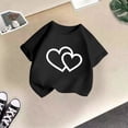thumbnail image 5 of LUOGENLI T-Shirt pour Filles Enfant Filles Mignon Graphique Col Rond Manche Courte Tee Été Décontracté T-Shirt Maxi Hauts Ensembles Filles Tenue 2 Pcs Floral Noir 8-9 Ans, 5 of 5