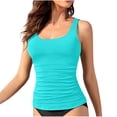 thumbnail image 1 of Tankini Bathing Suits for Women Two Piece Swimsuits Padded Ruched Tankini Tops Brief Bottom Womens Swimwear Set, Mint Green, XL, 1 of 2