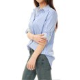 thumbnail image 2 of INSPIRE CHIC Chemises pour Femmes à Boutons, Manches Longues Retroussables, Col à Revers, 2TG, Bleu Pâle, 2 of 6