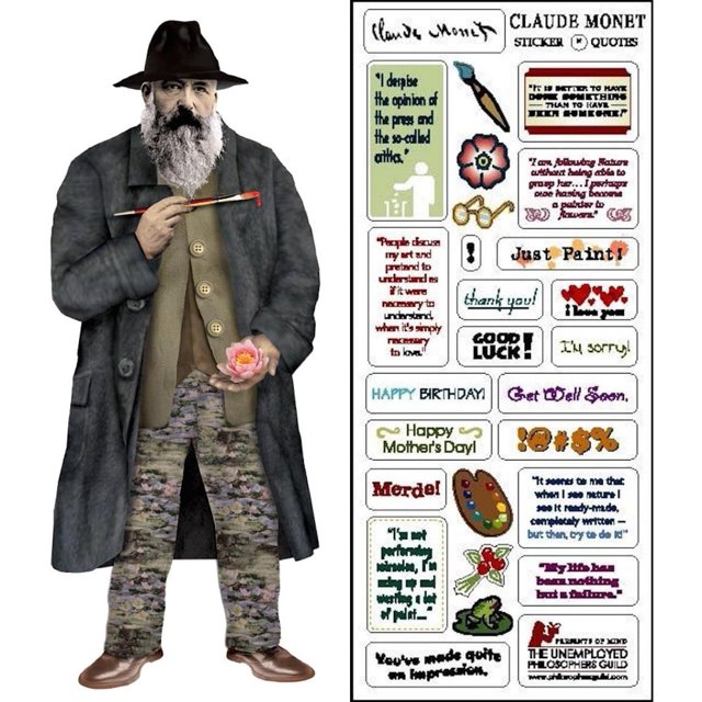 The Unemployed Philosophers Guild Claude Monet Quotable Notable Greeting Card and Sticker Sheet - Envelope Included