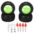 thumbnail image 2 of RC Tires and Wheel Rims Set, 82MM Durable Strong Grip High Performance RC Rubber Tires  for 1/14 RC Off Road Car Black,White,Green, 2 of 7
