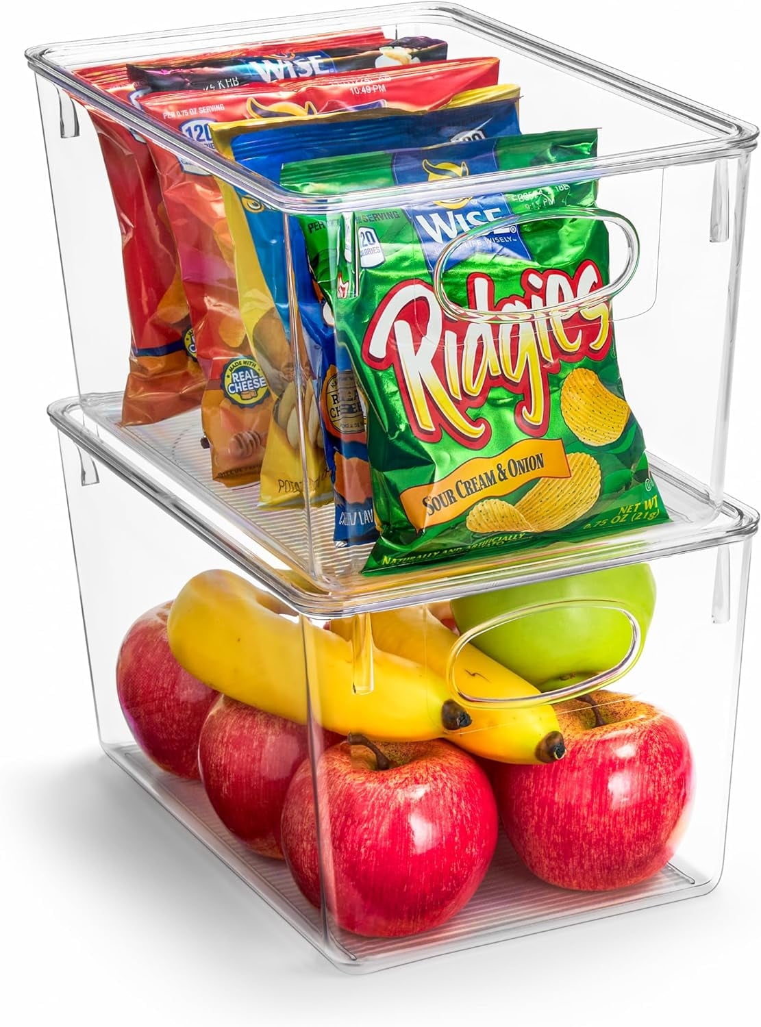 Sorbus Clear Storage Bins - Multi-Purpose Organizers for Kitchen, Pantry, Fridge, and Cabinet (Large, 2 Pack)