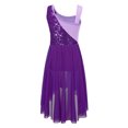 thumbnail image 4 of RUNQHUI Filles Enfants Sans Manches Ballet Lyrique Danse Contemporaine Moderne Costumes Robe Asymétrique en Maille Violet 16, 4 of 7