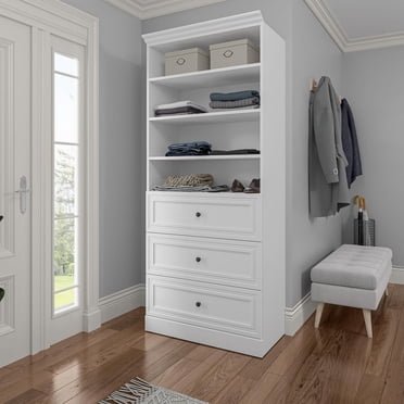 Bestar Versatile 36W Closet Organizer with Drawers in white