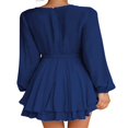 thumbnail image 3 of MesaSe Femmes Casual Manches Longues une Ligne Robe de Mode Bandage Couleur Unie Taille Haute Robe Volant, 3 of 4