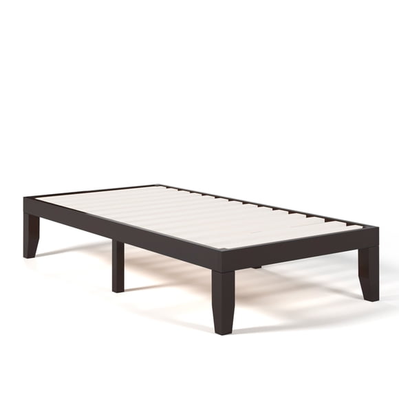 Costway Twin Size 14'' Wooden Bed Frame Mattress Platform Wood Slats Support Espresso