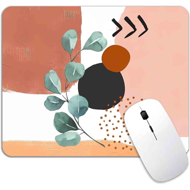 Eucalyptus Branch Boho Mouse Mat Abstract Tropical Minimalist Art NonSlip Rubber Base for Women & Girls Best Gift Idea for Computer Office 9.5x7.9 Inch