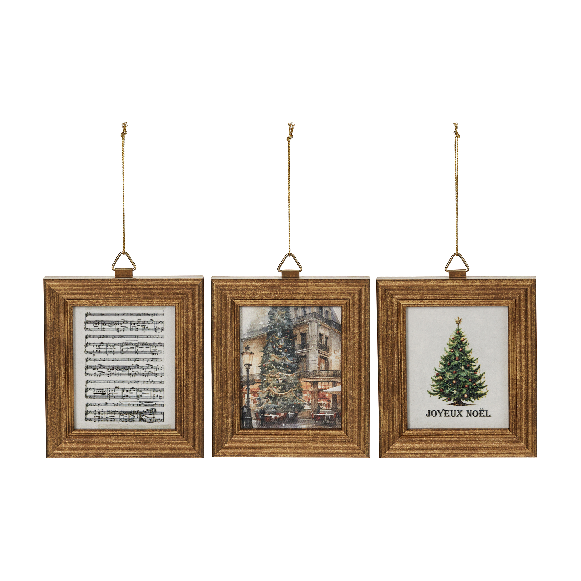 Fraiche Framed Holiday Print Ornaments 3-Pack