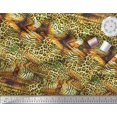 thumbnail image 2 of Soimoi Gold Georgette Viscose Fabric Leopard & Tiger Animal Skin Print Fabric by Yard 44 Inch Wide, 2 of 3