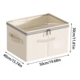 thumbnail image 3 of Weloille 1Pc Clothes Storage Box, Visible Dual Zipper Fabric Organizer, Sturdy Handle Foldable Thickened Large Capacity Dustproof Bin for Closet Wardrobe Underbed, 3 of 6