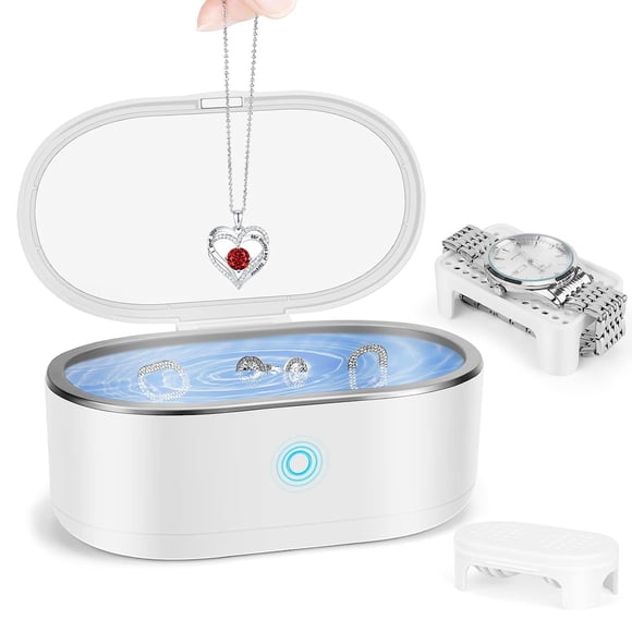 Ultrasonic Jewelry Cleaner,Professional Glasses Cleaner, Portable Retainer Cleaner, 45KHZ Ultrasonic Cleaner with 18oz Large Capacity for Jewelry, Eye Glasses, Watches, Dentures,Contacts