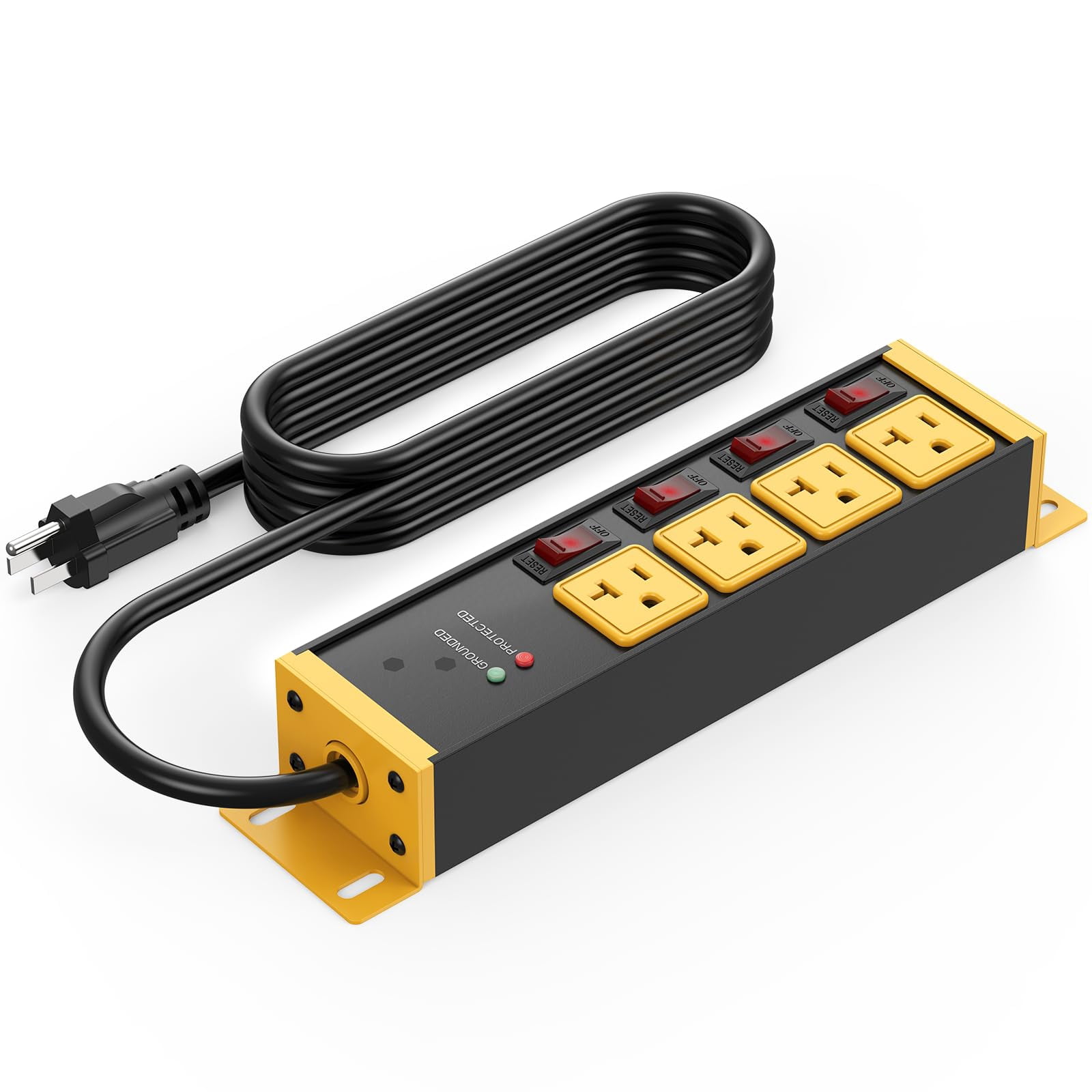 CCCEI Heavy Duty Surge Protector Power Strip 20 Amp Individual Switches. 10FT 12 Gauge Extension Cord with Multiple Outlets. Kitchen, Garage, Shop, I