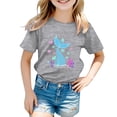 thumbnail image 1 of T-shirts pour Filles, Imprimé Graphique Océan Mignon, Manches Courtes, Hauts Amples, Gris 10-11 Ans, 1 of 3