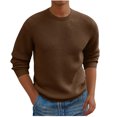 thumbnail image 1 of Penkiiy Chandail à Col Rond pour Homme Coupe Ajustée Léger à Manches Longues Tricoté Chandails S Café, 1 of 5