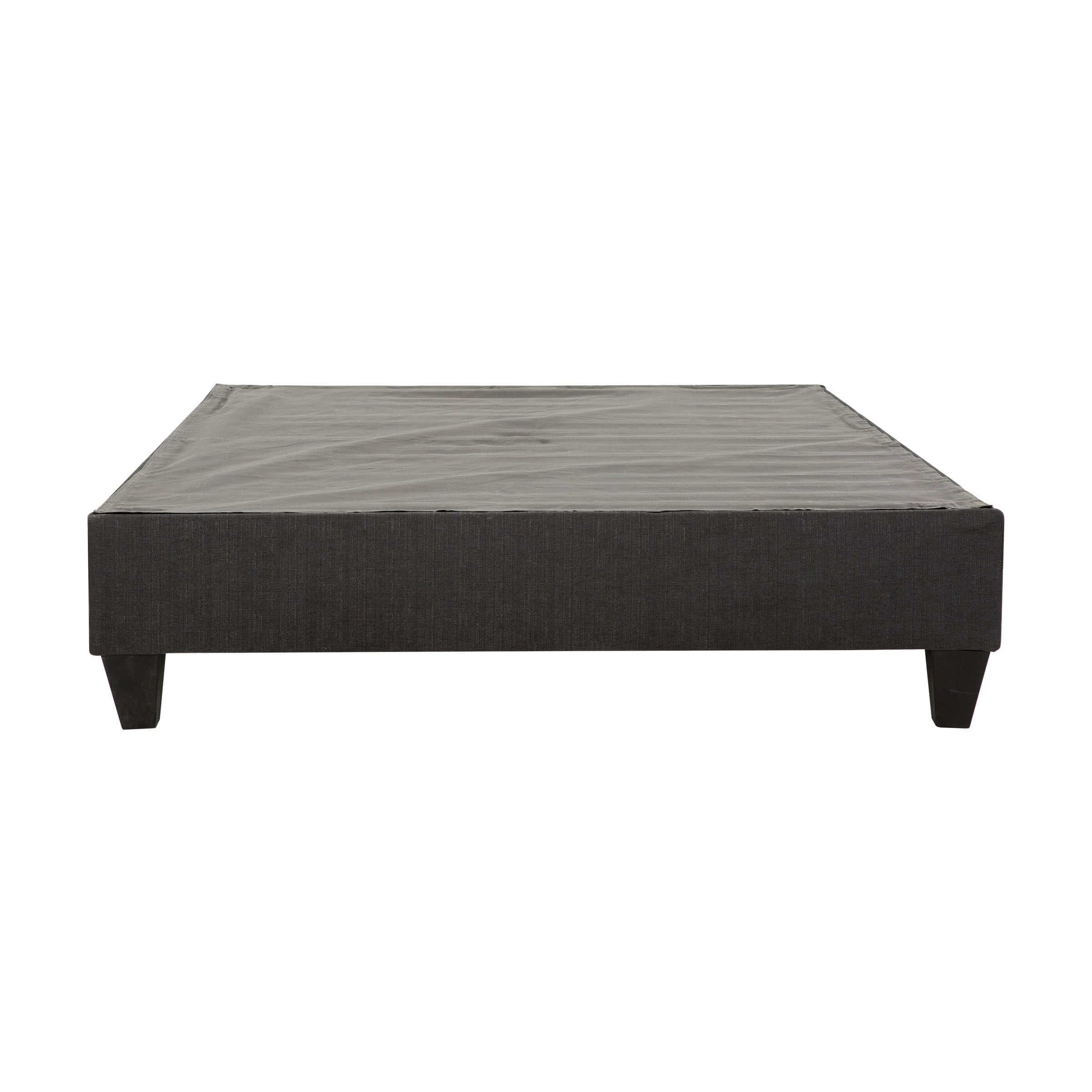 PRIMO Carter Upholstered Platform Bed Frame – Twin Size, Dark Grey Linen Look Fabric, No Box Spring Required, Durable Wood Slats – Bedroom Foundation