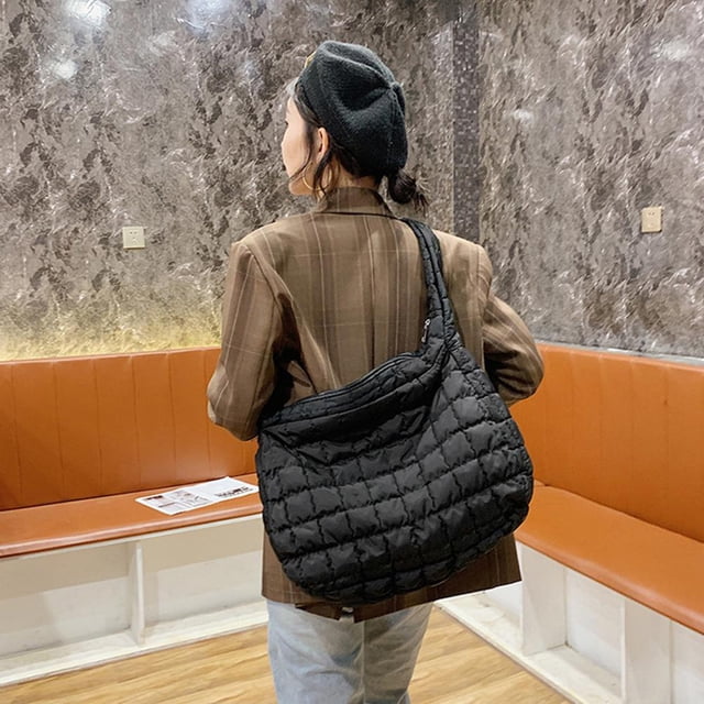 Autumn And Winter Women Down Bag Color Check Bag Large Capacity Messenger Bag