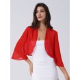 thumbnail image 3 of TTAO Boléro Châle en Mousseline Douce Transparente à Manches 3/4 pour Femmes, Veste Cardigan Ouverte à l'Avant pour Robe de Soirée de Mariage, Rouge TTG, 3 of 7