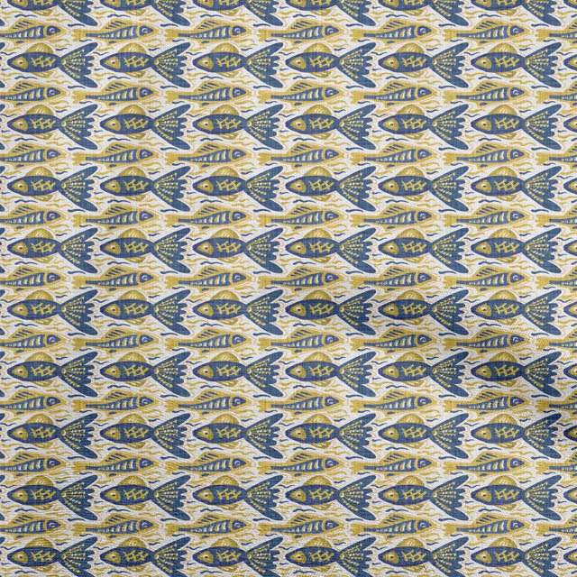 oneOone Cotton Poplin Medium Blue Fabric Asian Block Sewing Craft Projects Fabric Prints By Yard 56 Inch Wide