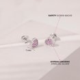 thumbnail image 4 of 925 Sterling Silver Pave CZ Heart Screw Back Earrings Babies Infants Girls, 4 of 7