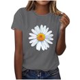thumbnail image 2 of BVOFAR Hauts pour Femmes Été Tendance T-Shirts Graphiques Marguerite Décontractés Coupe Ample Blouses Col Rond Manches Courtes Chemises 2025, 2 of 4