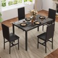 thumbnail image 3 of Stmoze Dining Table Set for 4, Faux Marble Dining Room Table and Chairs Set, 5 Pieces Rectangle Kitchen Table Set with Durable Leather Upholstered Chairs, for Dining Room, Kitchen, Black, 3 of 7