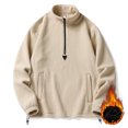 thumbnail image 4 of KIHOUT Sweatshirts Men's Fashion Fallow Half Zipper Solid Color Long Sleeve Carry Pockets High Collar Jacket KH/L3, 4 of 4