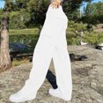 thumbnail image 4 of LLYwey Clearance Sales Straight Leg Pants Women Ladies Fashionable Solid Color Drawstring with Pockets Ankle Binding Sweatpants Work Pants New Full Length Pants Trousers Regular Fitted White XXL, 4 of 8
