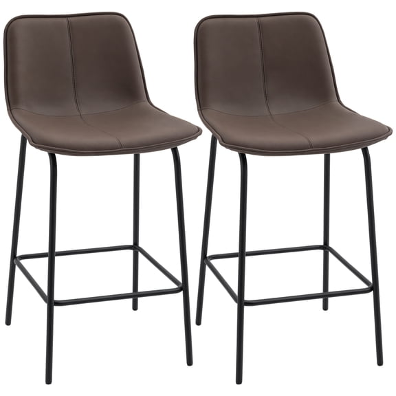 HOMCOM Modern Bar Stools Set of 2 Counter Height Bar Chairs Kitchen