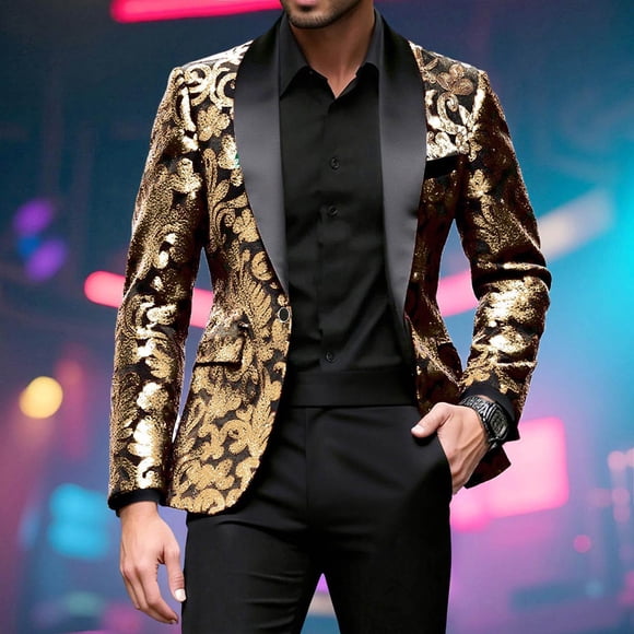 Amzcrzy Men Coat Men's Sequin Performance Ceremonial Dress Party Suit Men's Fashion Jackets for Men Men's Clothing