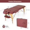 thumbnail image 3 of Costway Lit de Tatouage de Soins du Visage de Salon de Massage Spa Portable et Pliable de 84 Pouces avec Sac de Transport Rouge, 3 of 10