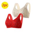 thumbnail image 2 of AherBiu 2pc Plus Size Bras for Women High Support Wireless Floral Bralettes Lift up Front Closure Button Everyday Bra, 2 of 5