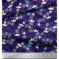 thumbnail image 2 of Soimoi Rayon Fabric Paper Boat,Fish & Starfish Ocean Print Fabric by The Yard 56 Inch Wide, 2 of 3