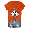 thumbnail image 4 of T-shirt Graphique à Manches Courtes d'Halloween pour Femmes Col Rond Décontracté pour Tenue de Fête d'Été avec Jeans, 4 of 4