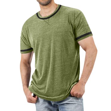 BOBOGOJP Grandes Tailles Chemises pour Hommes Basiques en Coton Doux à Manches Courtes Col Montant (Vert,3TG)