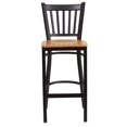 thumbnail image 3 of HERCULES Series Black Vertical Back Metal Restaurant Barstool - Natural Wood Seat, 3 of 9