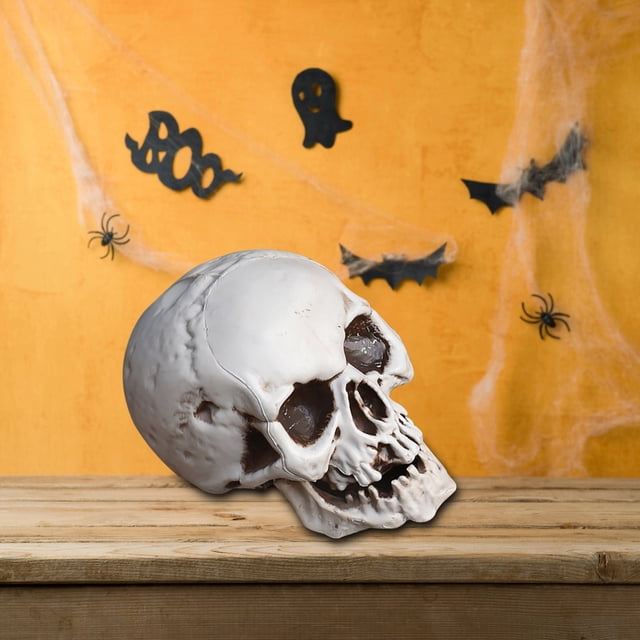 EGNMCR Halloween Decorations, Halloween Skeletons Plastic Realistic Fake Simulation Human Skull HeadBone Model Halloween Prop Realistic Mini Skeleton Spooky Halloween Decoration A Skeleton