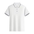 thumbnail image 4 of Birdeem Mode Hommes Décontracté Coupe Ajustée Col Rabattu Couleur Unie Manches Courtes T-Shirt Hauts Blouse, 4 of 12