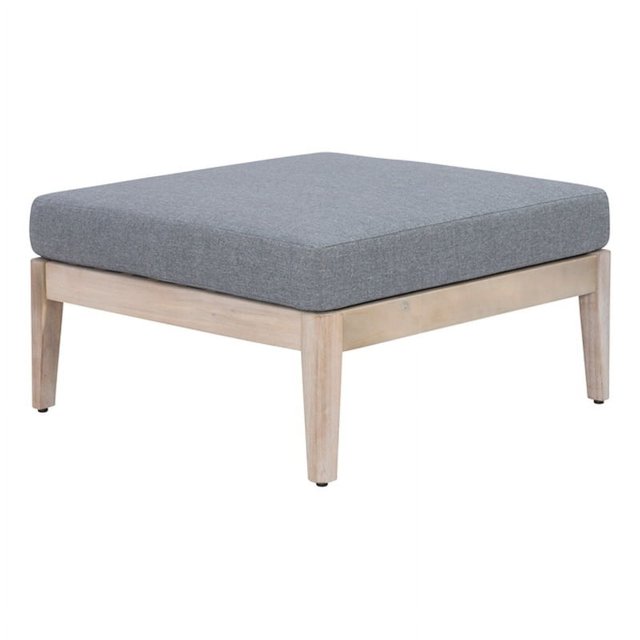 Linon Morningside Ottomane d'Extérieur en Bois d'Acacia avec Coussin Gris, Naturel