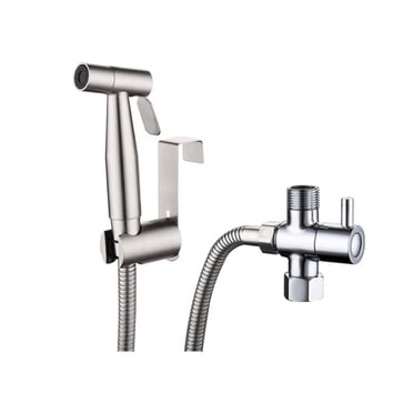 Salezone 304 Stainless Steel Handheld Toilet Bidet Sprayer Shower Head Toilet Adapter Hose Kit