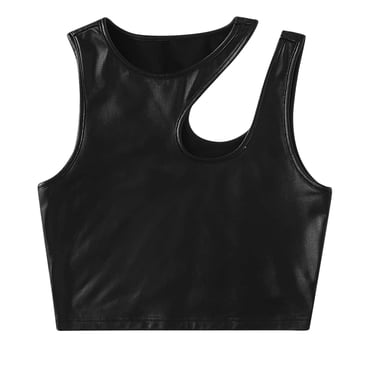 HNMKIU Womens Tanks Womens Strappy Tank Tops Ladies Sexy Leather Vest Sexy Short Top