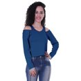 thumbnail image 1 of Moomaya Womens Cold Shoulder Short Top Solid Full Sleeves Summer Tee Tops, 1 of 6